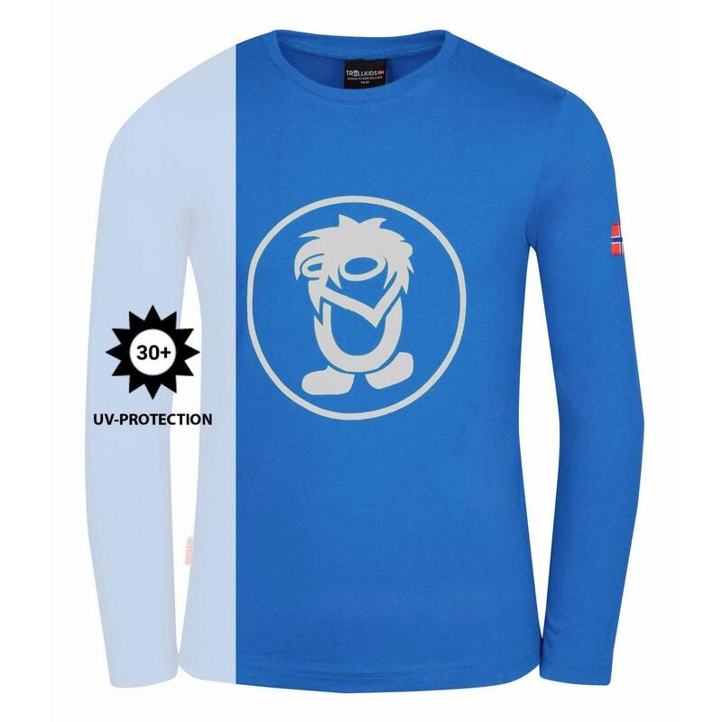 Kinder Longsleeve Troll Leuchtendes Blau/wolkig grau