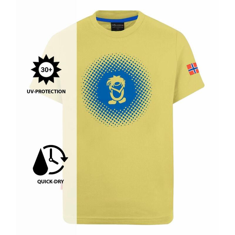 Kinder T-Shirt Pointillism hazy yellow/glow blue