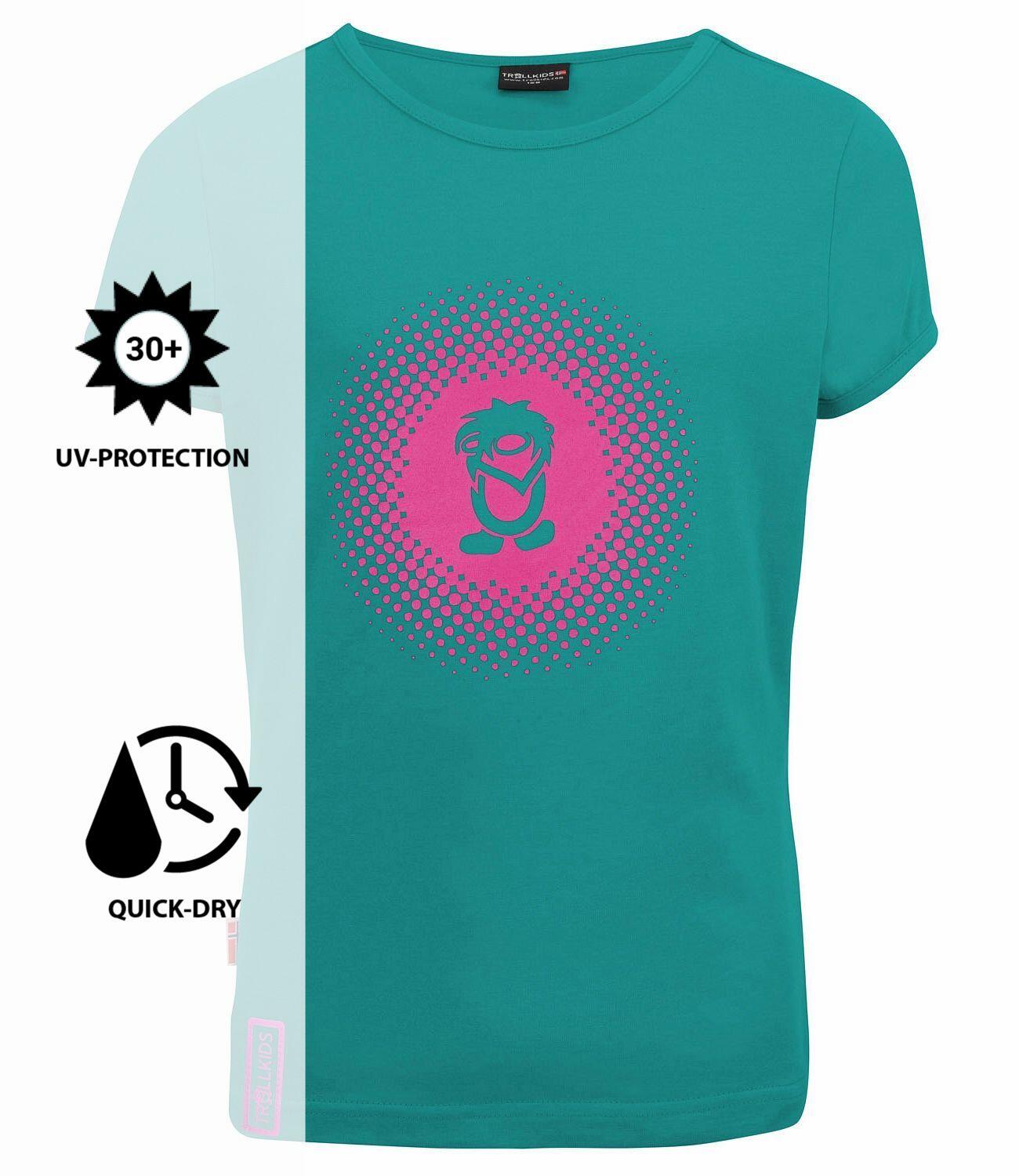 T-shirt fille logo vert émeraude / rouge rubis 3/3