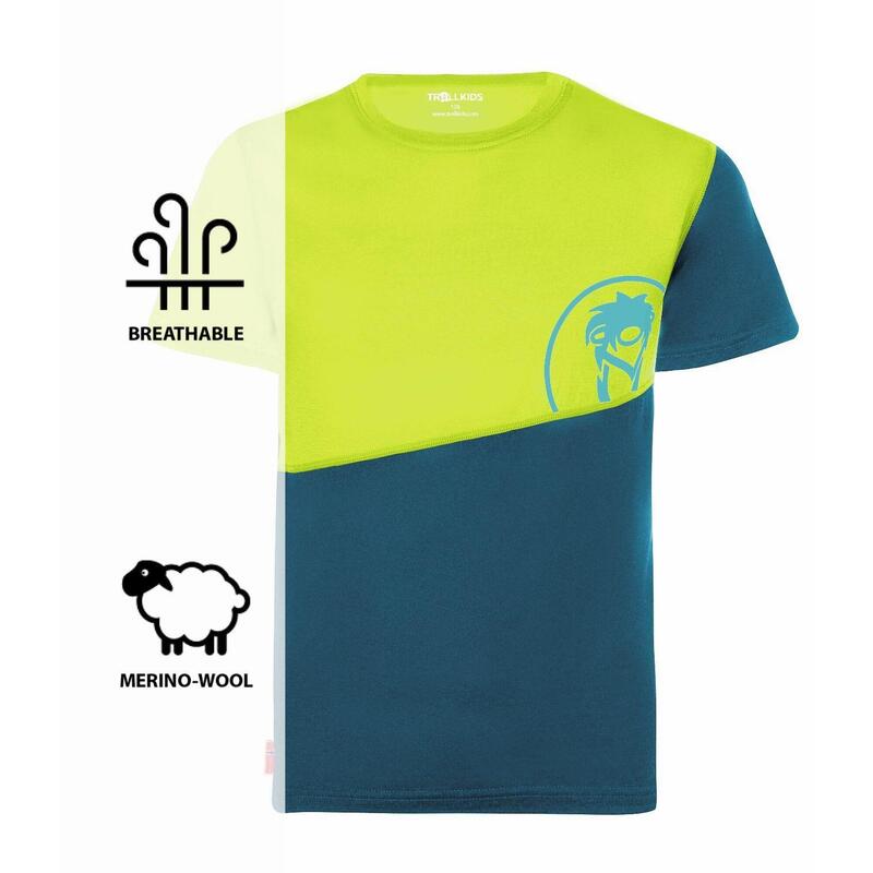 Kinder T-Shirt Sandefjord Petrolgrün/Lime