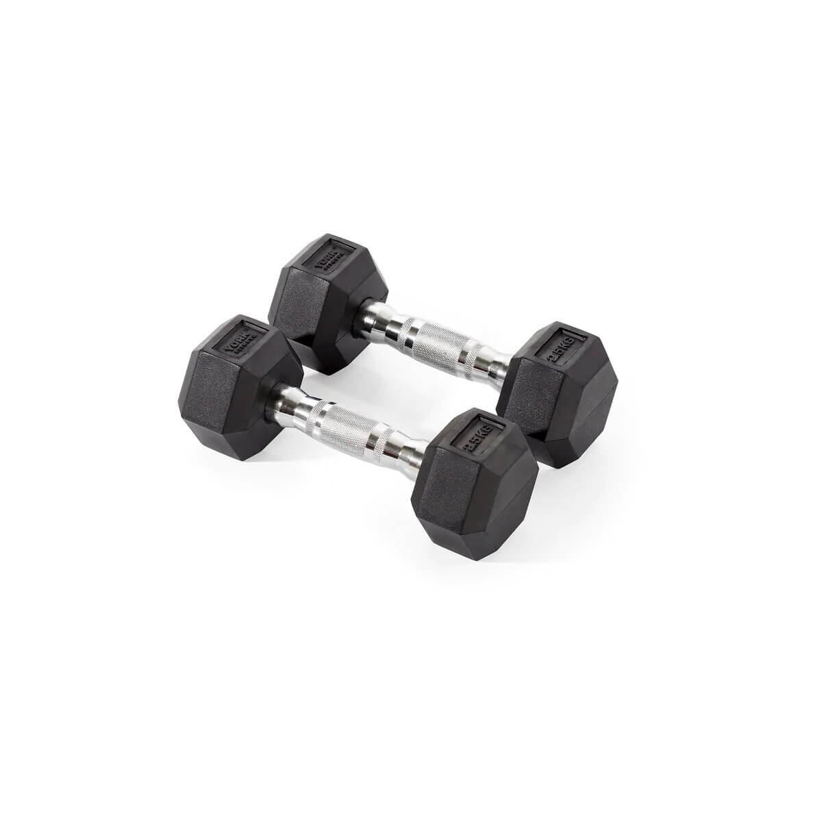 YORK FITNESS York Fitness Rubber Hex Dumbbells 2 x 2.5kg