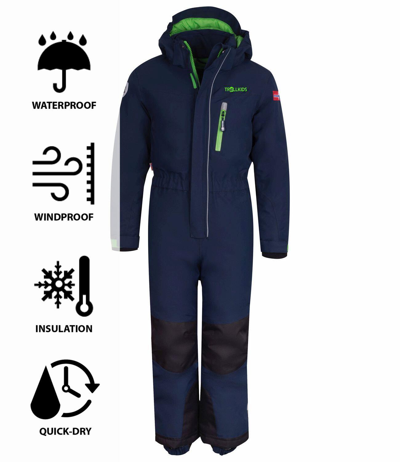Combinaison de neige pour enfants Isfjord étanche bleu marine / orange 3/3