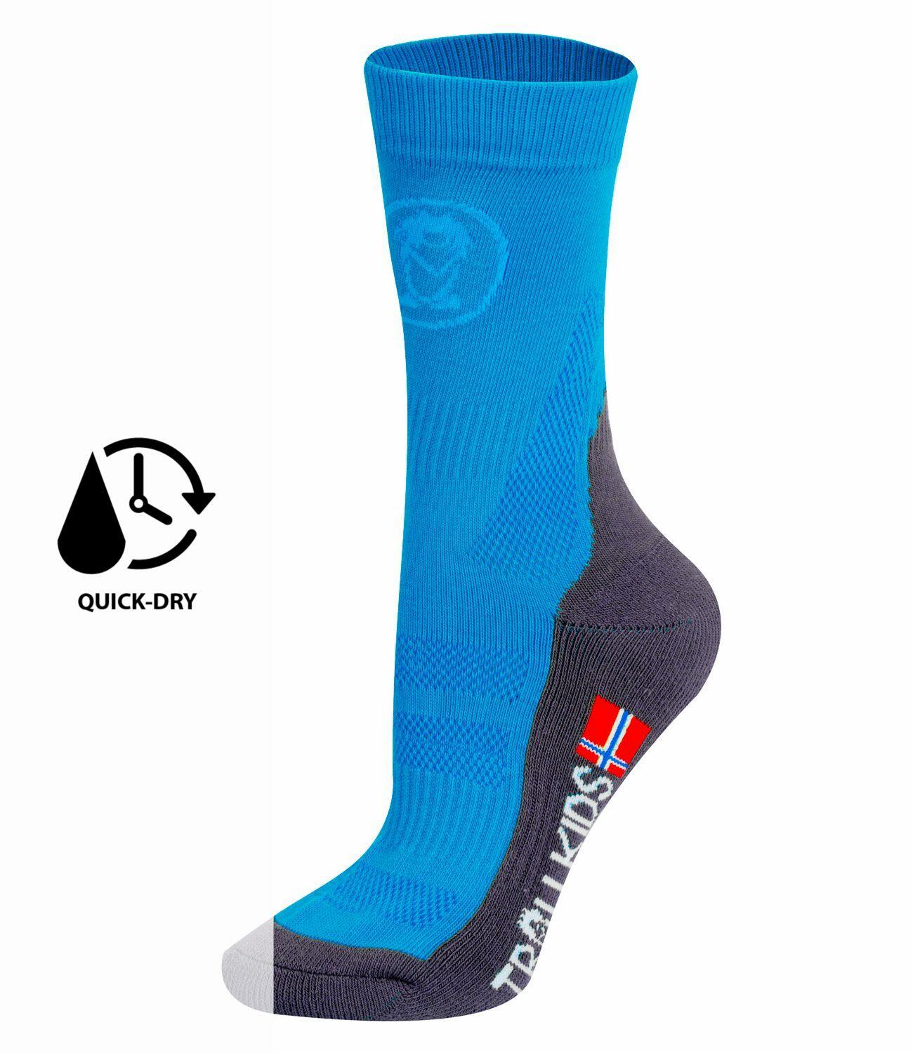 Chaussettes de randonnée enfant coupe mi-haute bleu marine/orange 2/2