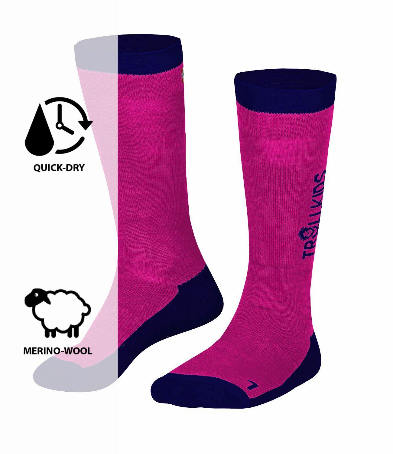 Chaussettes de ski pour enfants SKI SOCKS Rose/bleu marine 2/2