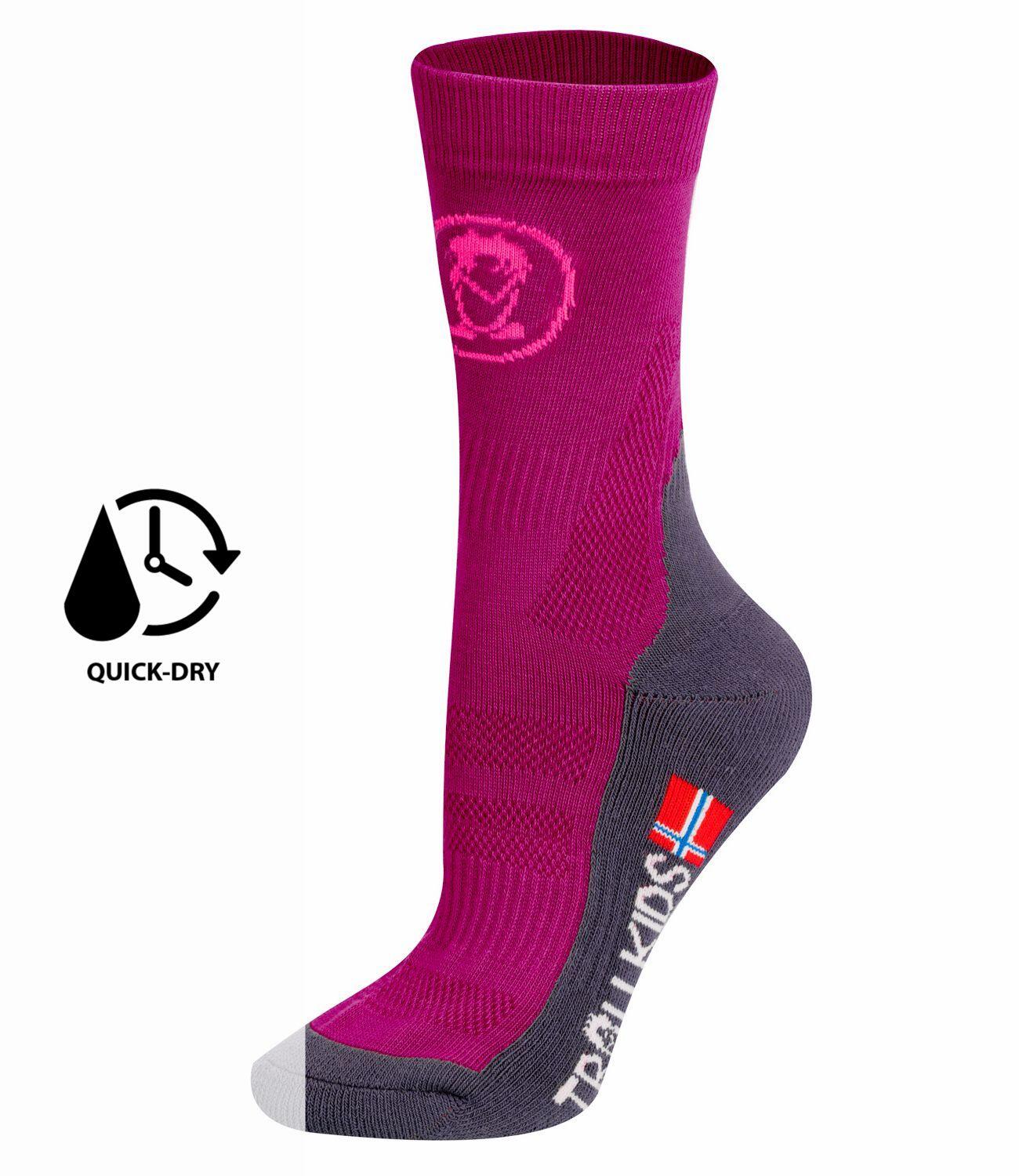 Chaussettes de randonnée enfant mi-hautes magenta 2/2