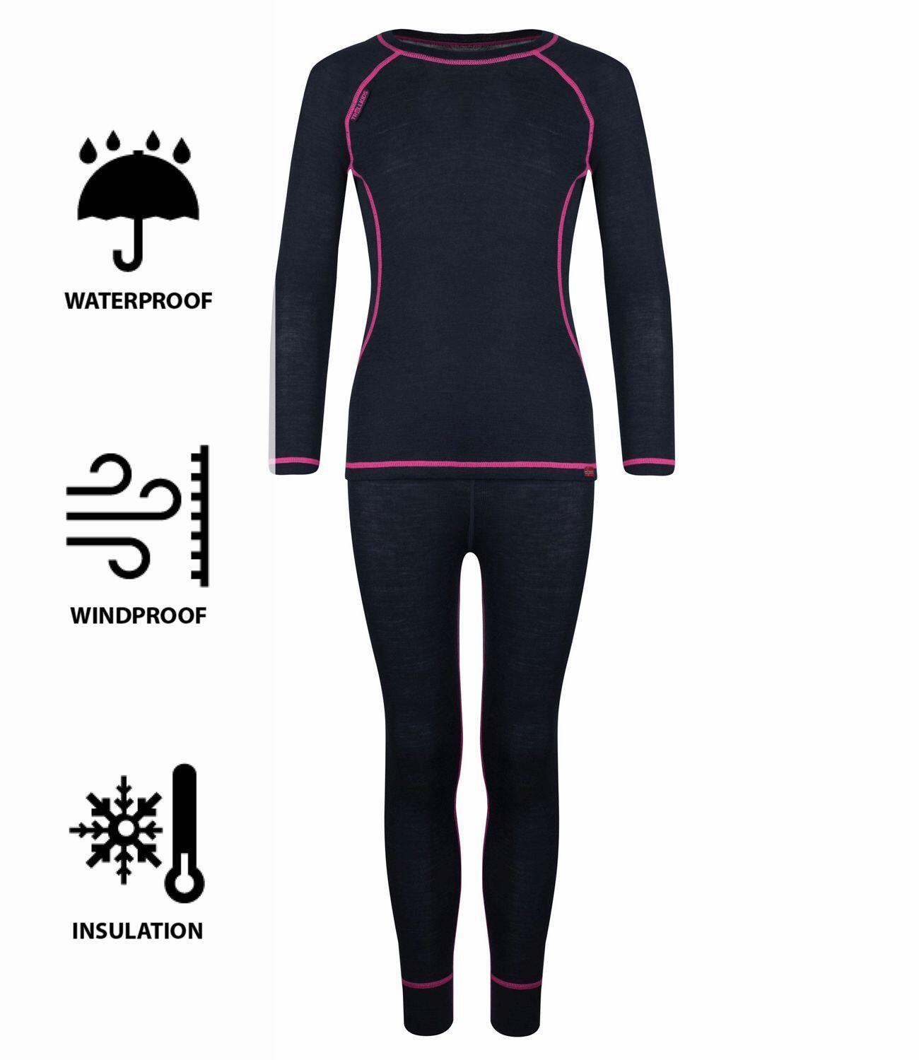Kinder Unterwaesche Set Merino Anthrazit / Magenta 5/5