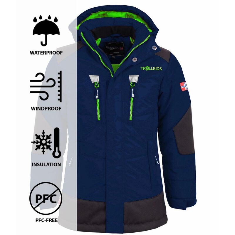 Kids Winter Parka Narvik Waterafstotend Winddicht Marineblauw/groen