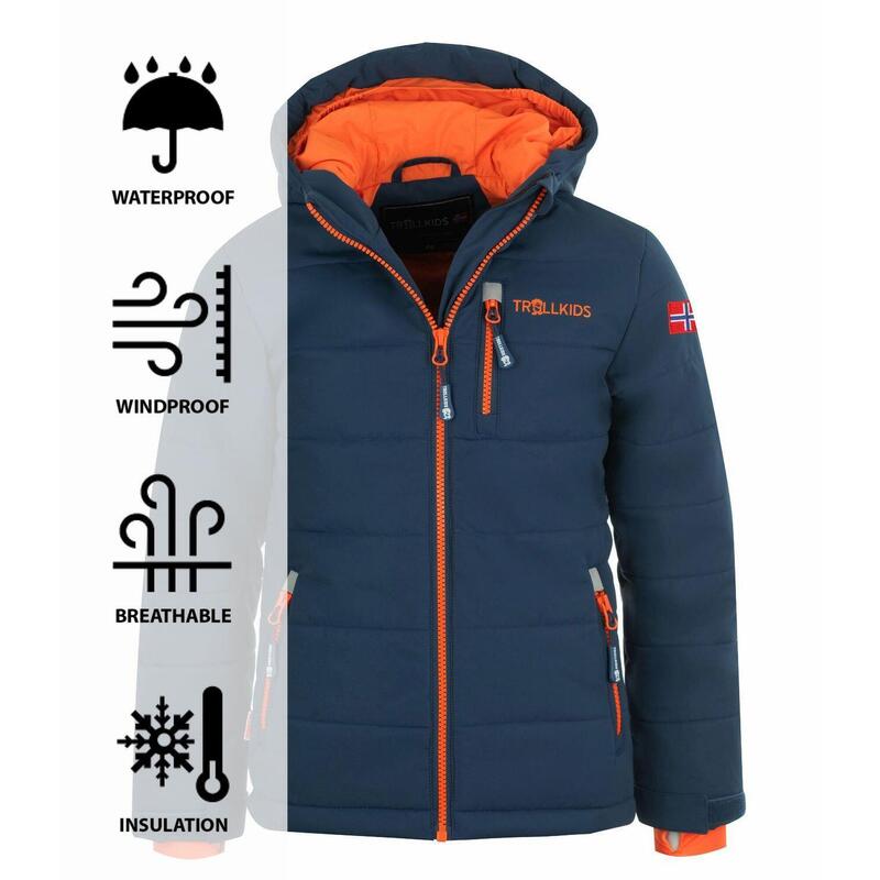 Veste d'hiver enfant Hemsedal XT hydrofuge, coupe-vent Bleu Mystique/Orange