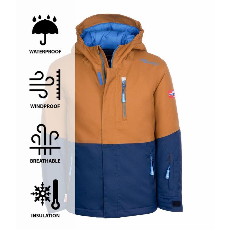 Veste de ski pour enfants Hallingdal Imperméable, respirante bronze/bleu marine