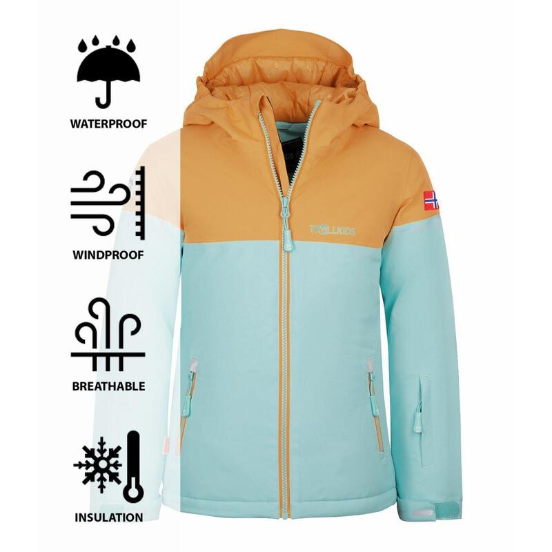 Veste de ski fille Hallingdal Imperméable, respirante et isolante Bleu eau/miel