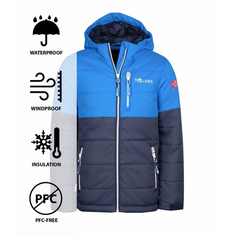 Veste d'hiver enfant Hemsedal hydrofuge, coupe-vent Bleu Marine/Blanc