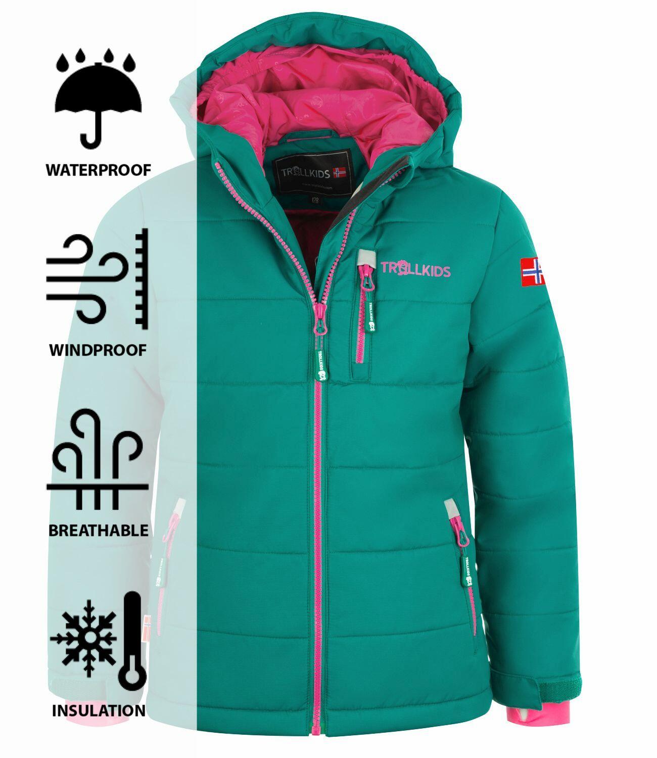 Veste d'hiver enfant Hemsedal XT hydrofuge, coupe-vent Vert Émeraude/Rouge Rubis 3/3