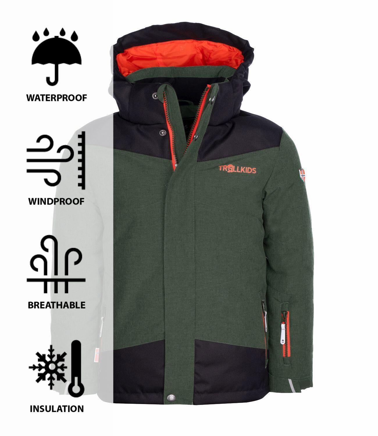Veste d'hiver pour enfants Norefjell vert forêt/orange 3/3