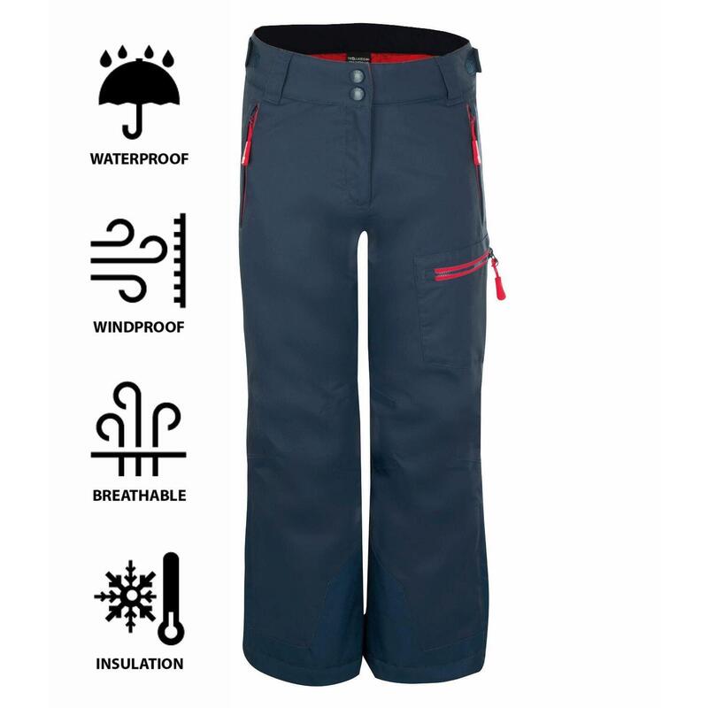Pantalon de ski enfant Hallingdal Imperméable bleu/rouge clair