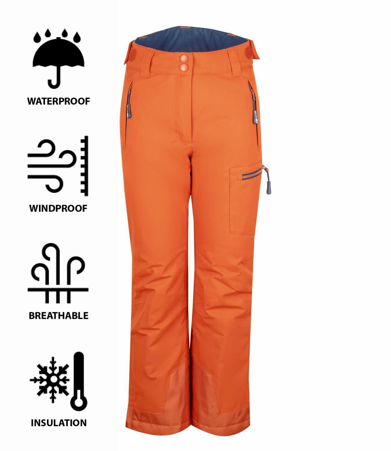 Pantalon de ski enfant Hallingdal Imperméable et respirant Cannelle/bleu foncé 3/3