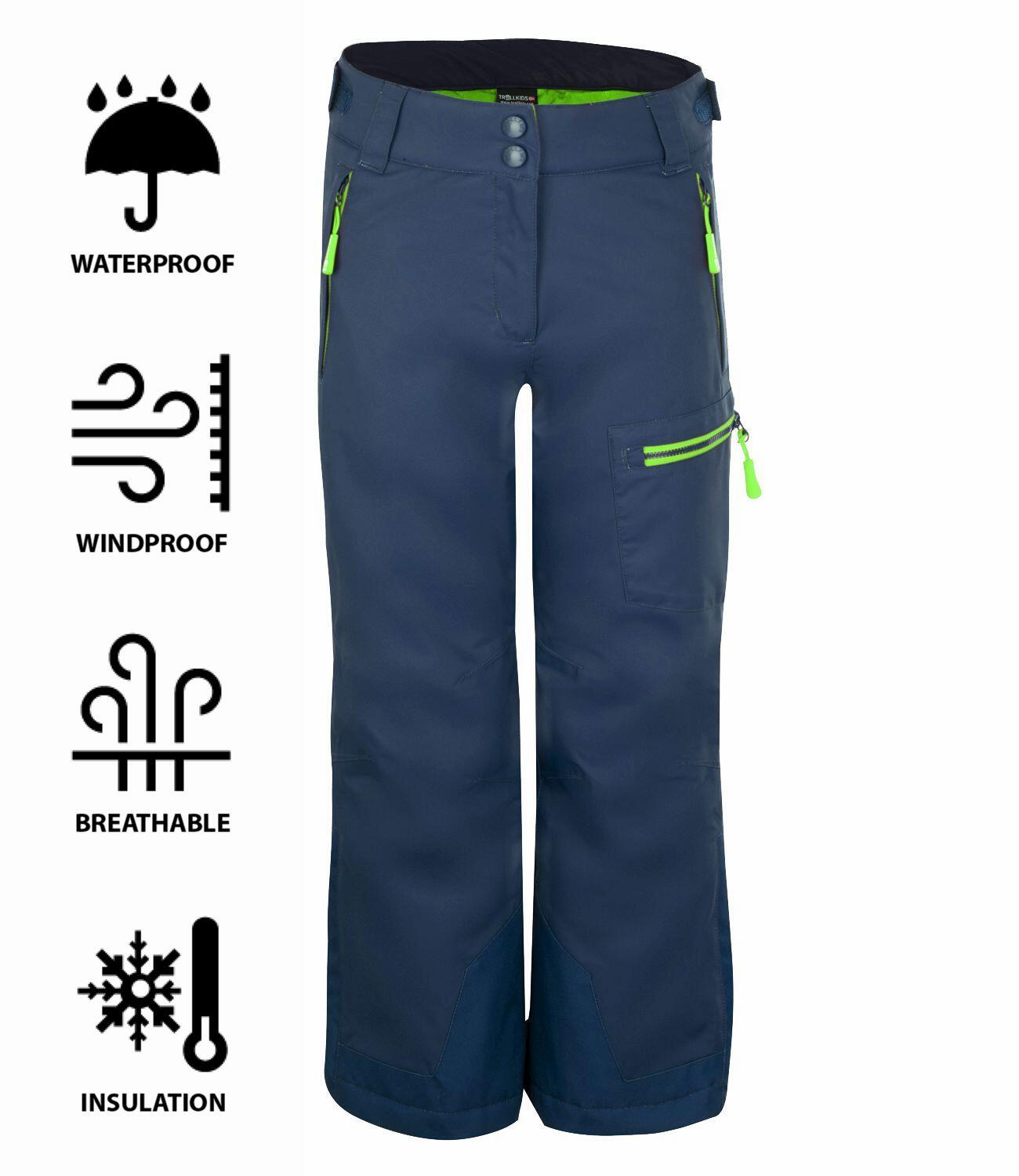 Pantaloni da sci Hallingdal bambino blu scuro/verde chiaro polyester 3/3