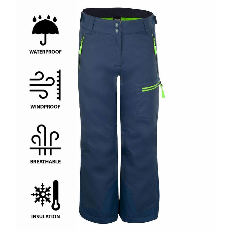 Pantalon de ski enfant Hallingdal bleu marine/vert clair