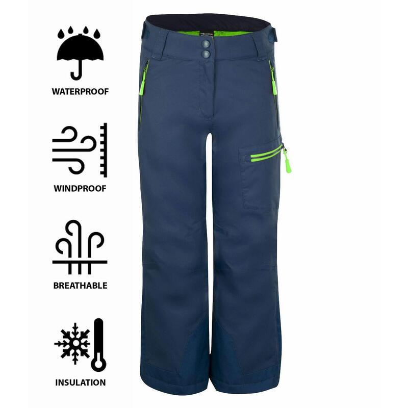 Pantalon de ski enfant Hallingdal Imperméable Bleu marine/vert clair