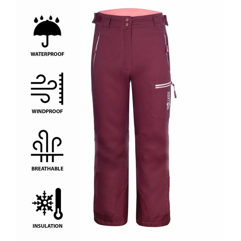 Pantalon de ski enfant Hallingdal Imperméable et respirant Rouge/rose antique