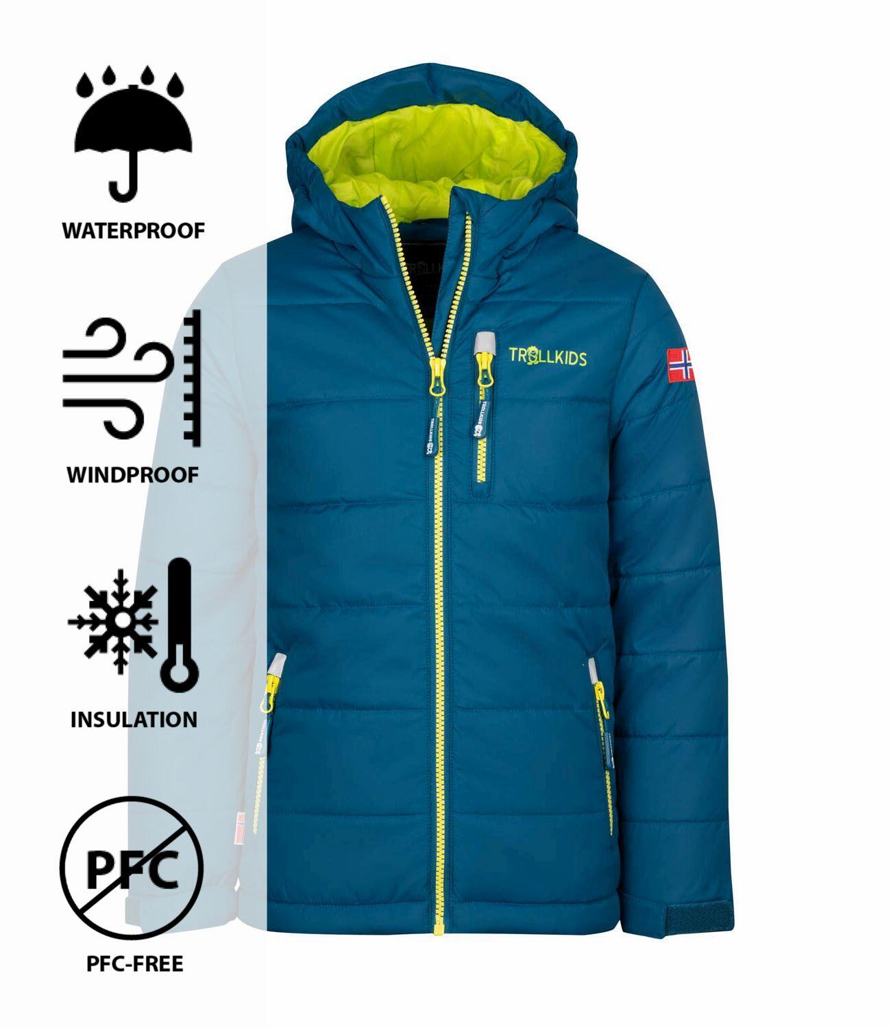 Kinder Winterjas Hemsedal Waterdicht Winddicht Benzineblauw/Lime 3/3