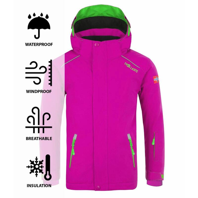 Veste de ski pour enfants Holmenkollen PRO Imperméable rose / vert