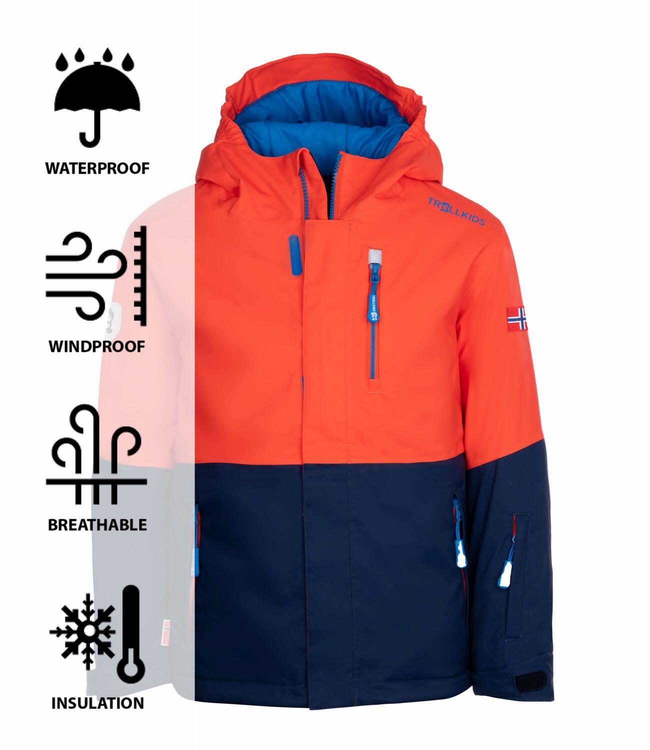 Veste de ski pour enfants Hallingdal Imperméable, respirante orange/bleu marine 3/3