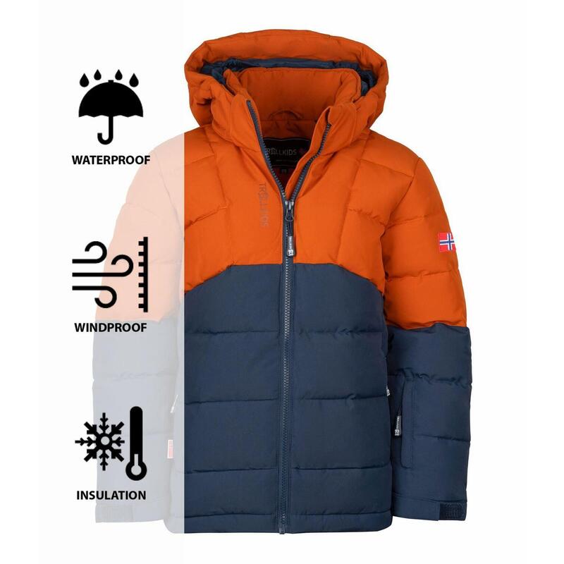 Veste d'hiver pour enfants Gryllefjord Hydrofuge Cannelle/bleu foncé