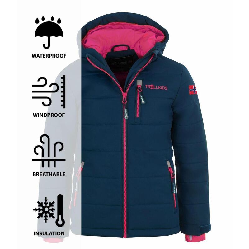 Veste d'hiver enfant Hemsedal XT hydrofuge, coupe-vent Bleu Marine/Magenta