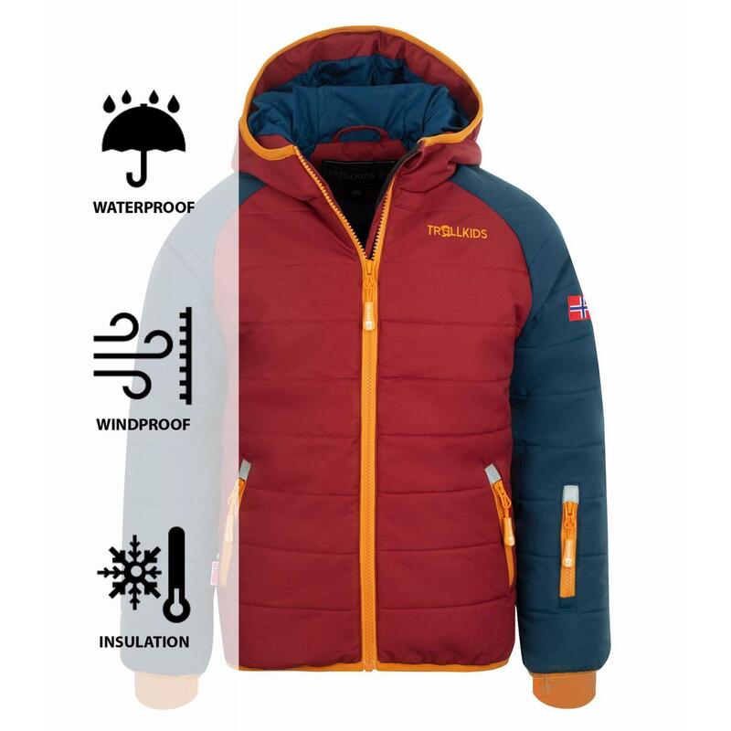 Veste de ski enfant Hafjell PRO hydrofuge bleu mystique/rouge