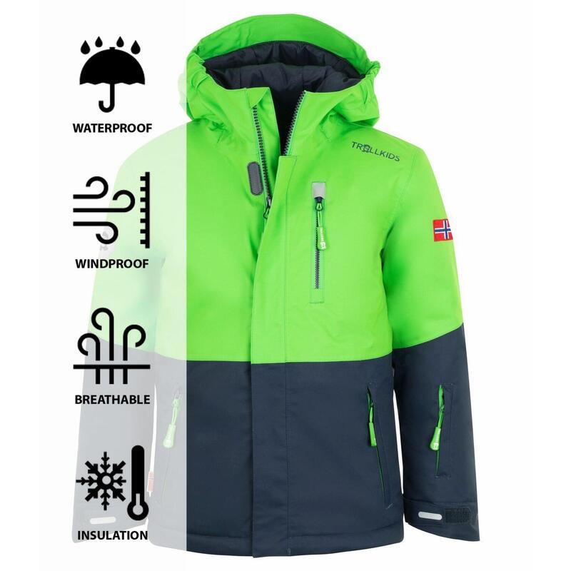 Veste de ski enfant Hallingdal imperméable vert clair/bleu marine