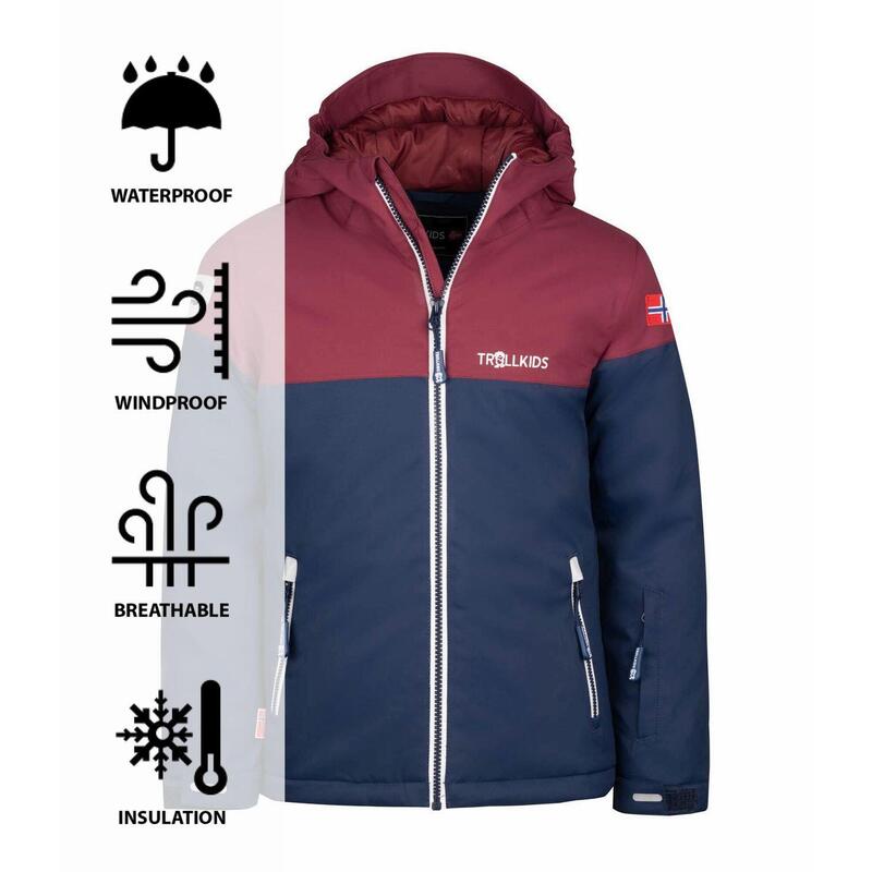 Veste de ski fille Hallingdal Imperméable respirante bleu marine/rouge/blanc