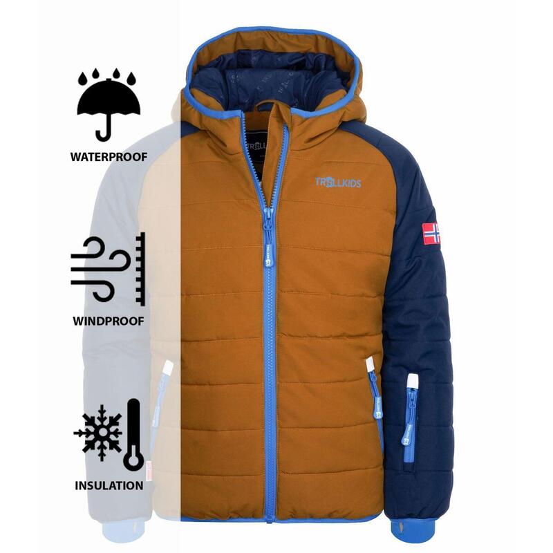 Veste de ski pour enfants Hafjell PRO Imperméable Bleu marine/Bronze/Bleu azur