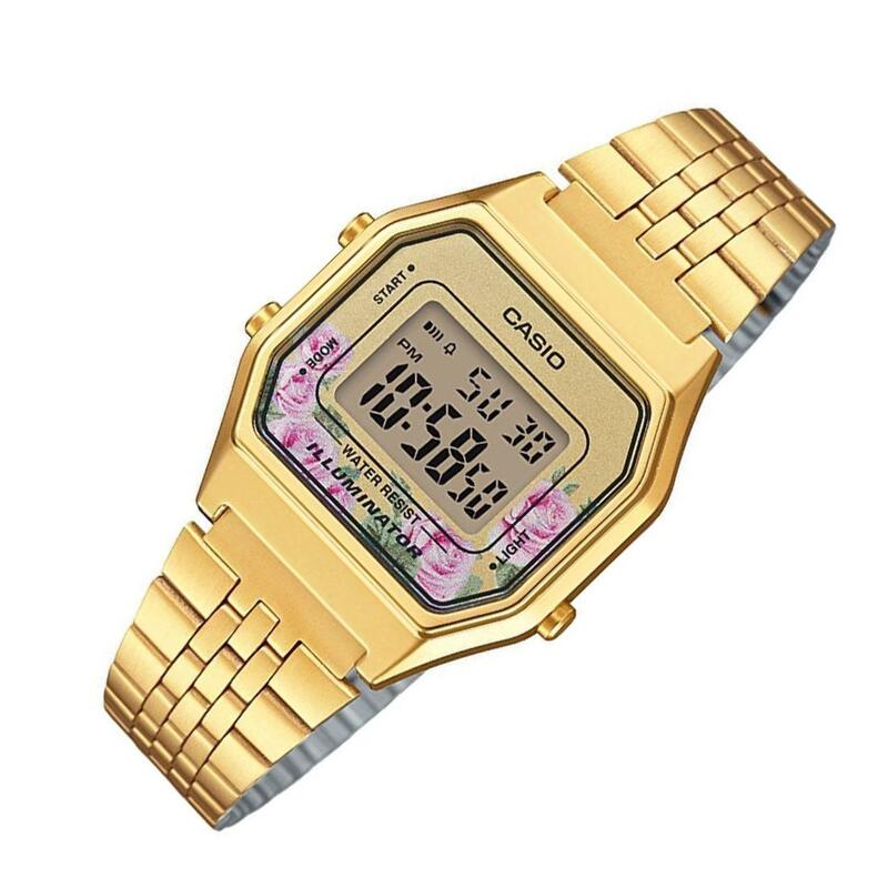 Relógio Casio Vintage com Flores LA680WEGA-4CEF Multidesporto Unisexo Dourado