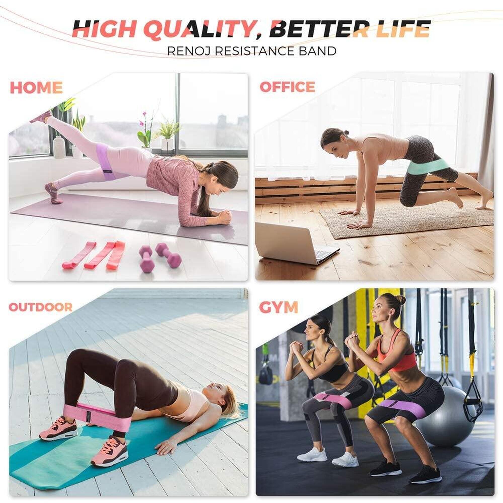 Set 3 Power Bandas de tela con Resistencia Premium (15-30 KG) Gimnasia Fitness 3/3