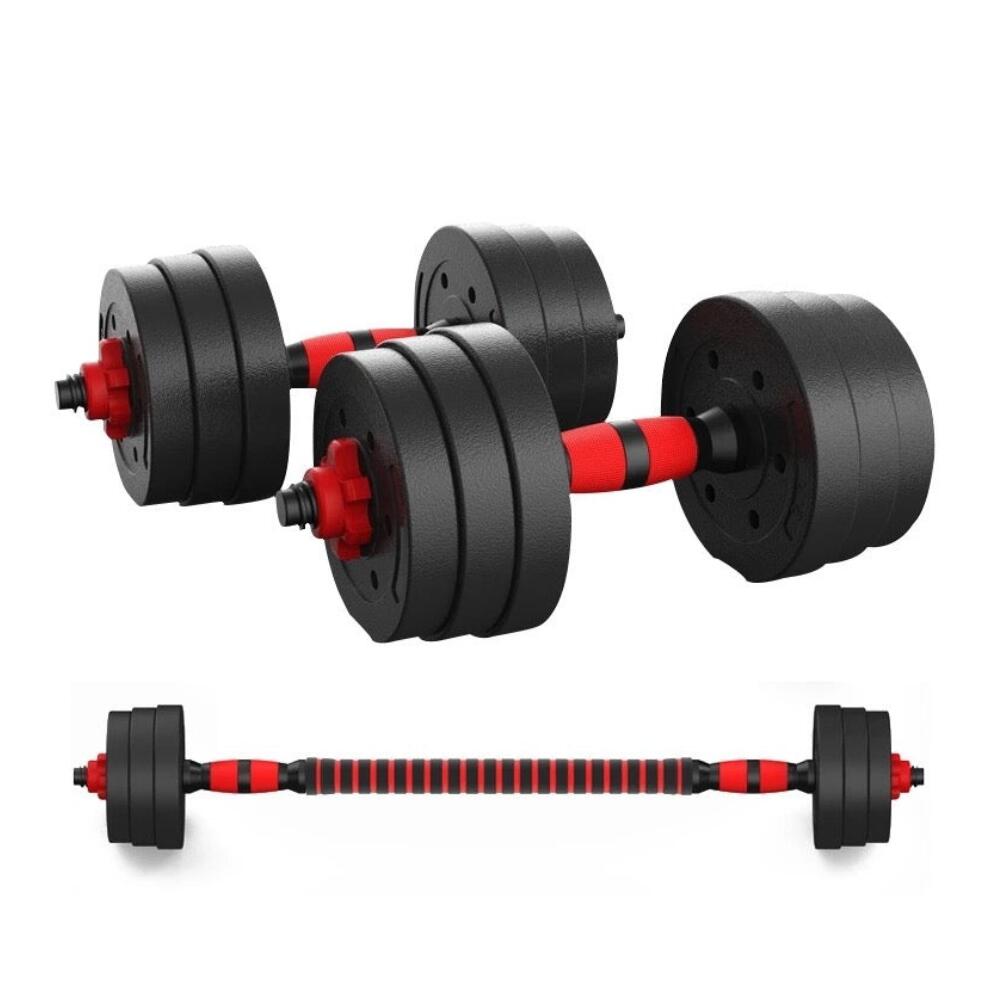 Conjunto de halteres 2 em 1 ajustáveis de 30kg com barra extensoral fitness tech
