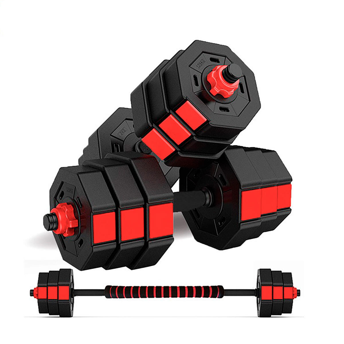 FITNESS TECH Juego de mancuernas 2 en 1 Octogonal Fitness Tech de 50kg