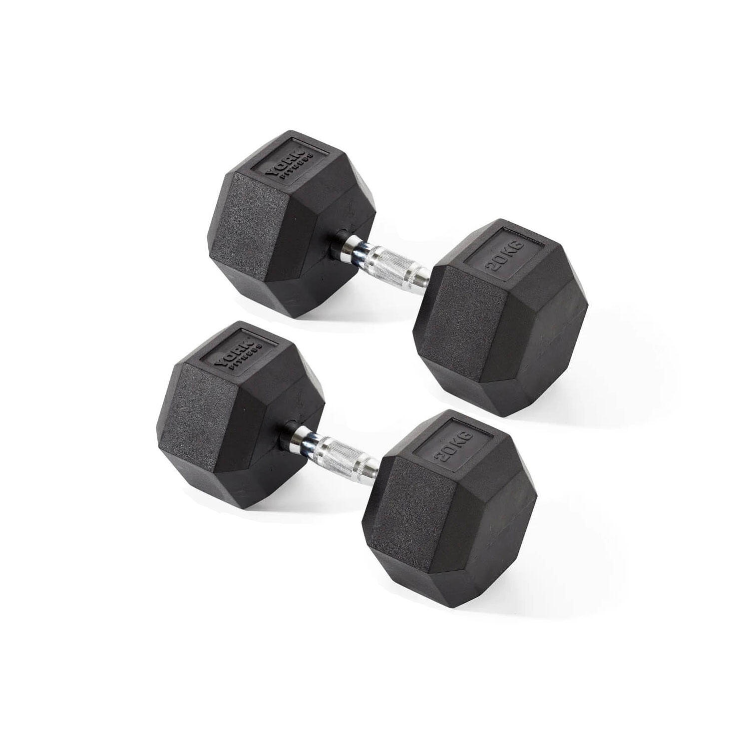 YORK FITNESS York Fitness Rubber Hex Dumbbells 2 x 20kg