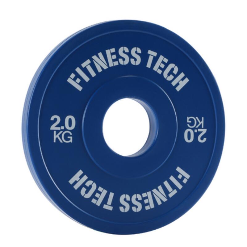 Disco Bumper Plate Fraccional 2 kg Fitness Tech Alta Resistencia Azul