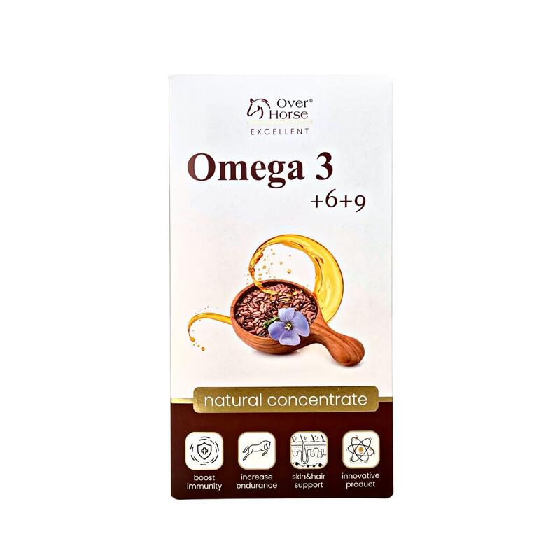 OMEGA 3-6-9 wyizolowana z nasion lnu dla koni- koncentrat 2L Over Horse