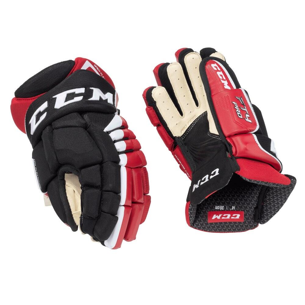 Luvas de Hóqui Preto/Vermelho/Branco Juniores CCM JETSPEED FT4 PRO 2/4