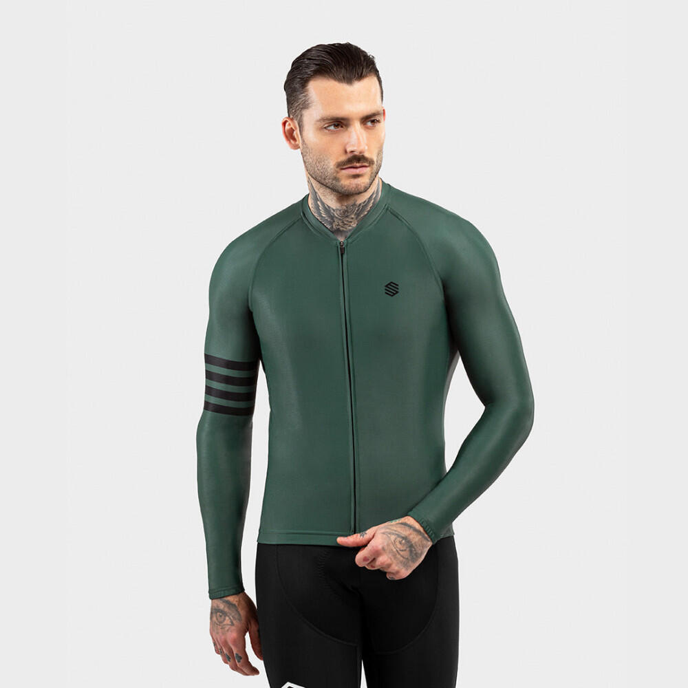 Maillot Vélo Manches Longues Homme Cyclisme M2 Gravel Vert Armée