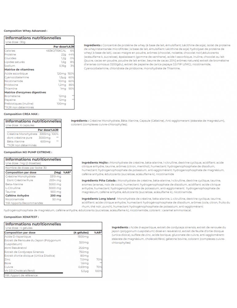 Programme Prise de Muscle Sec Expert | Whey | Créatine | Pré-workout | 3621 7/7