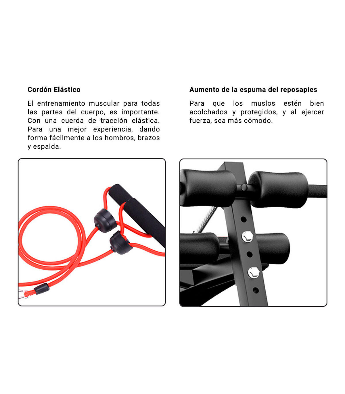 Banc Abdominaux Musculation avec Bandes de Résistance Fitness Tech 3/7