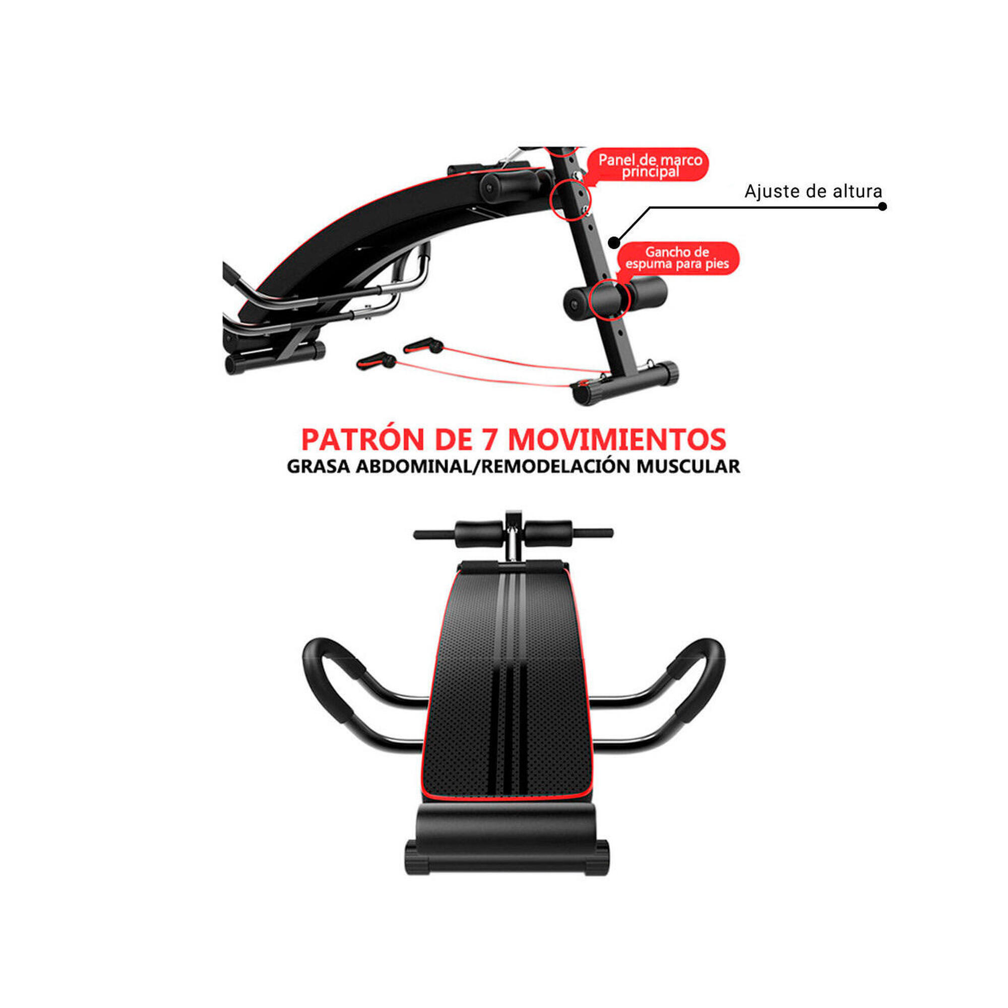Banc Abdominaux Musculation avec Bandes de Résistance Fitness Tech 5/7