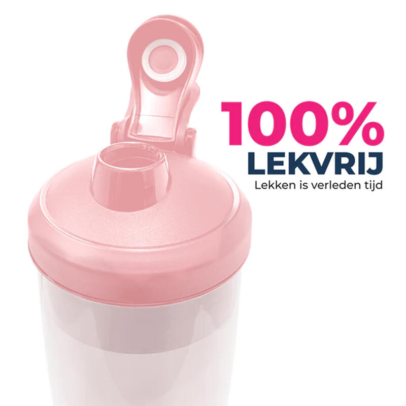 Elektrisch oplaadbare Shakebeker met Supplementen Doosje - 700ml - Lekvrij roze