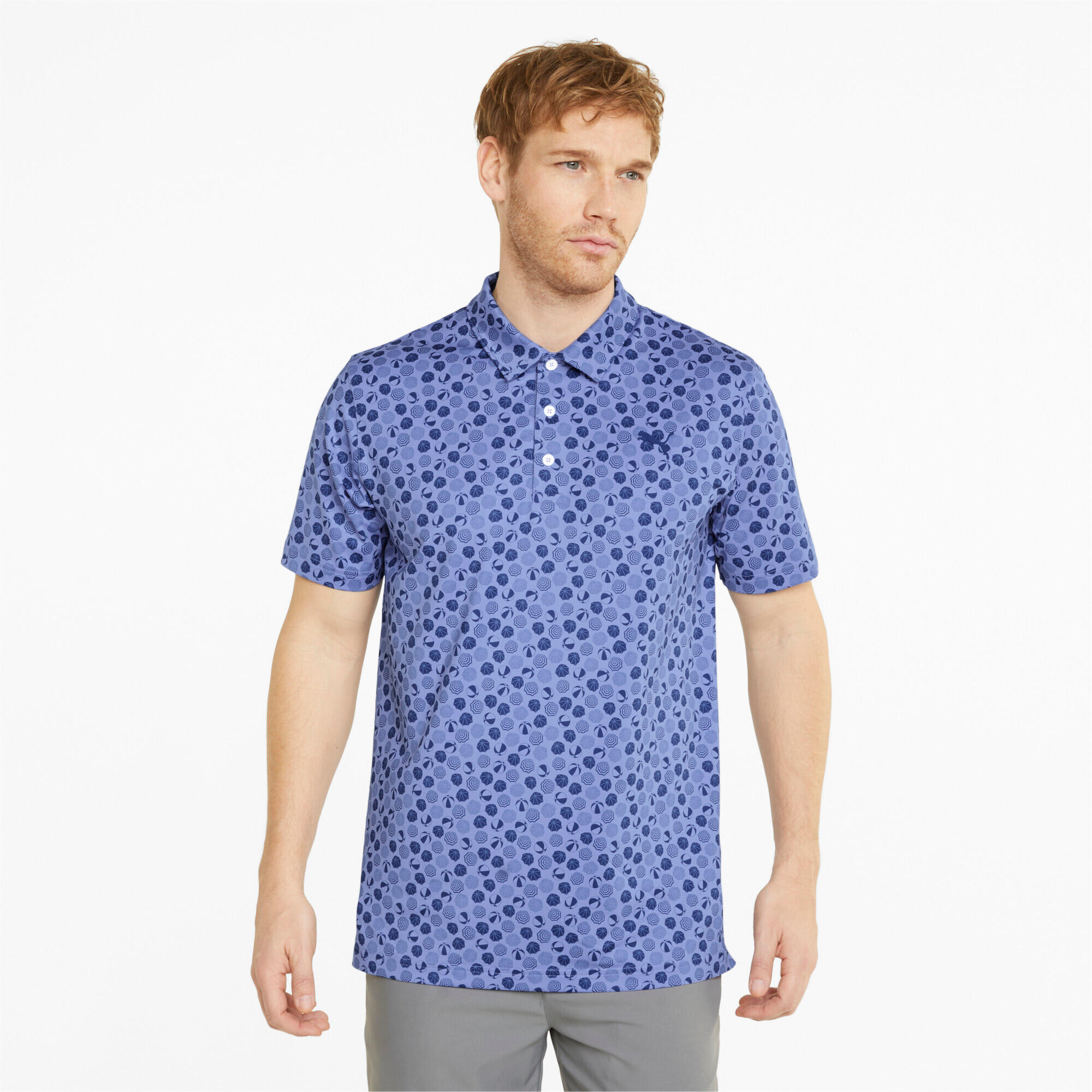 PUMA Mens Mattr Beach Trip Golf Polo Shirt - Lavendar Pop-Blazing Blue
