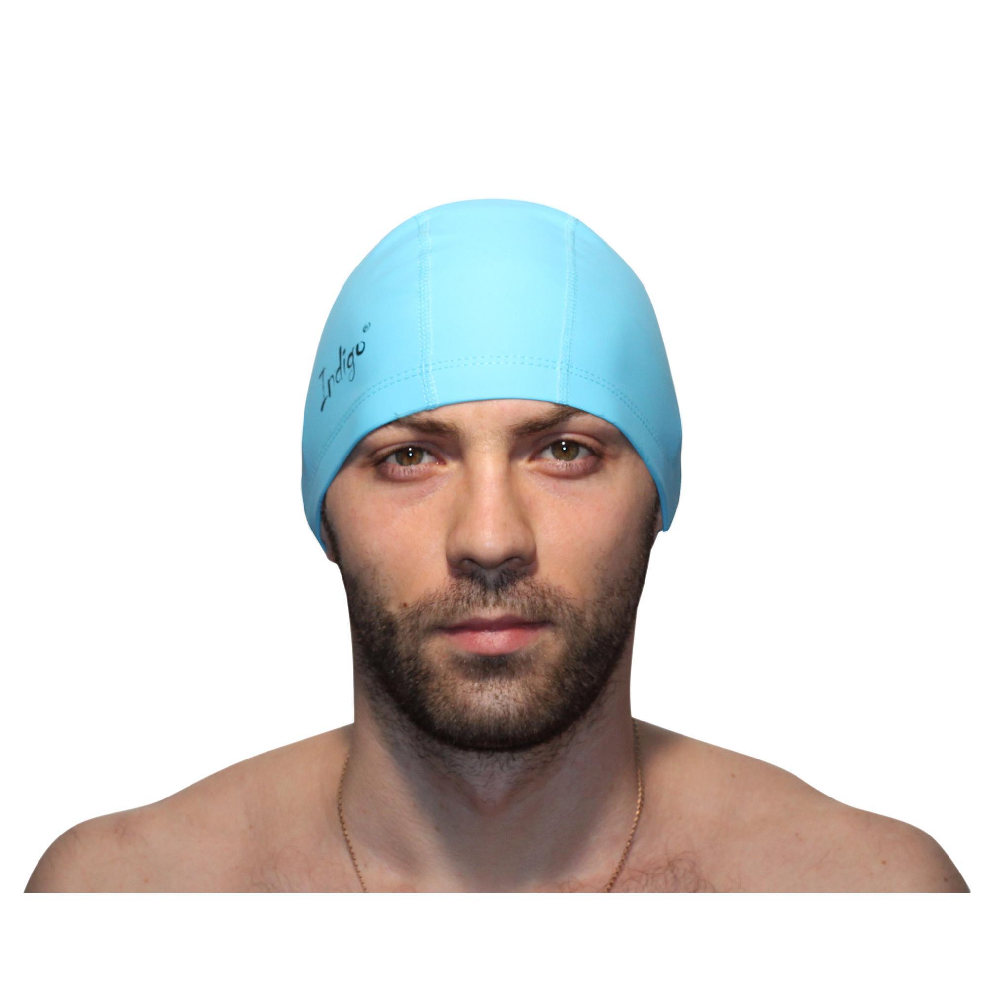 Zwemcap Gebreid Met PU INDIGO 2/3