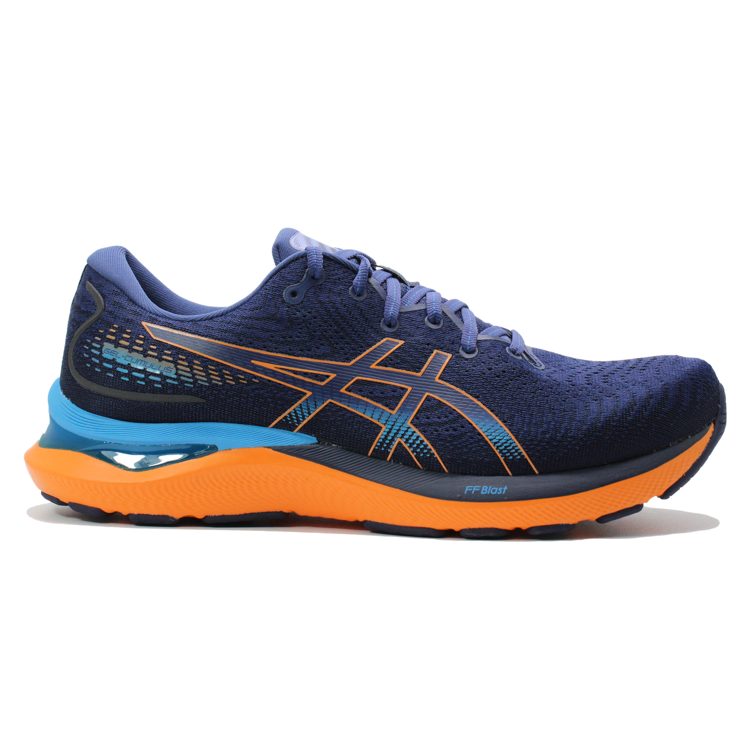 navy blue / orange