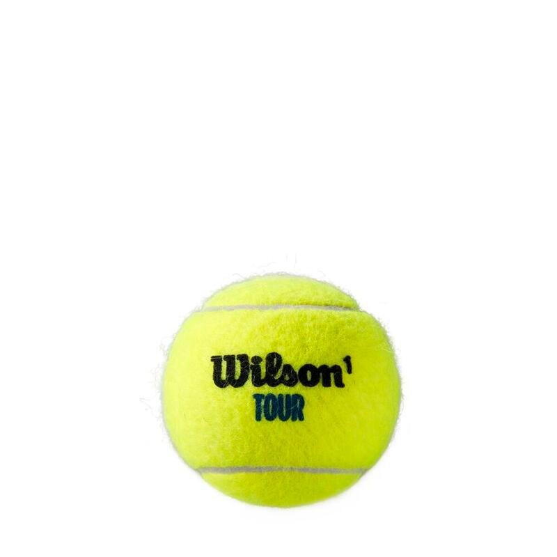 Koker met 4 Wilson Tour Premier-tennisballen voor alle soorten ondergrond