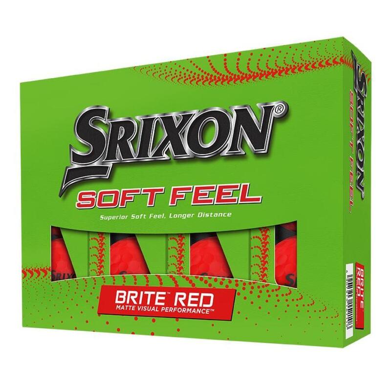 Doos van 12 Srixon Soft Feel Brite Golfballen Rood Nieuw